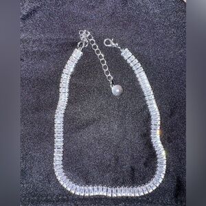 Christian Siriano New York Cubic Zirconia Choker Necklace Silver 13”+3”